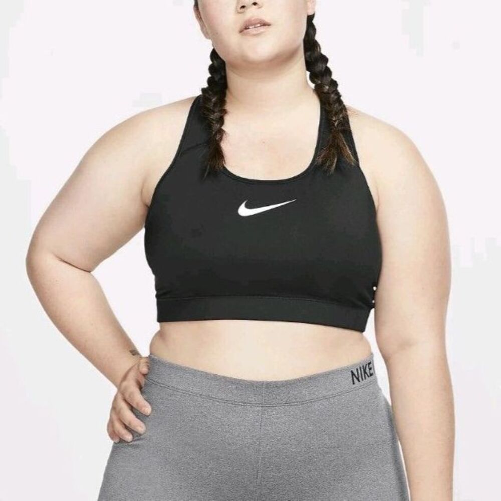 Nike NWT Plus Size Dri-FIT Swoosh Non-Padded Sports Bra Black 2X